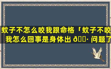 蚊子不怎么咬我跟命格「蚊子不咬我怎么回事是身体出 🕷 问题了吗」